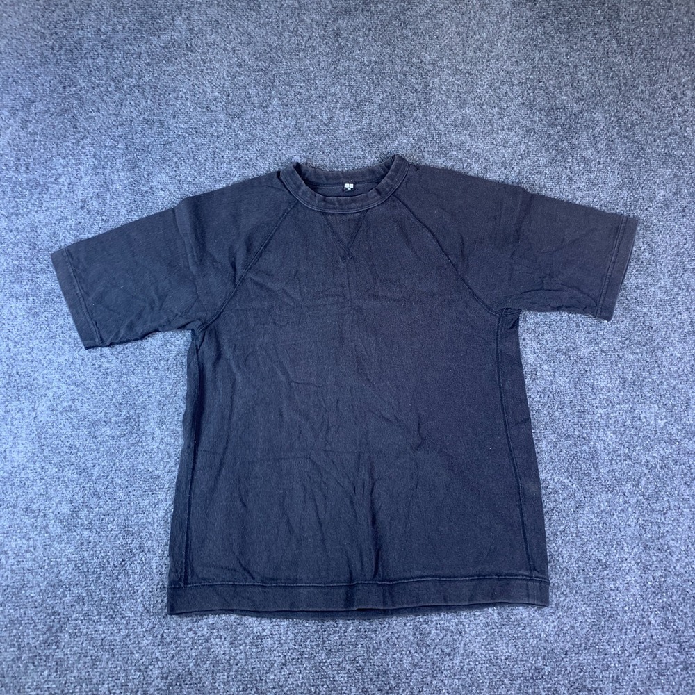Uniqlo T-Shirt Boys 2XS Black Raglan Sleeve Crew Neck Summer Everyday Wear